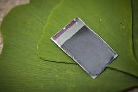 The 'artificial leaf,' a device that can harness sunlight to split water into hydrogen and oxygen without needing any external connections, is seen with some real leaves, which also convert the energy of sunlight directly into storable chemical form.