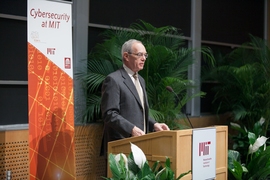 President L. Rafael Reif kicked off the launch with remarks on MIT's roots in cybersecurity.