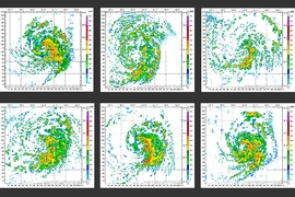 Stills from the Weather Research and Forecasting Model.