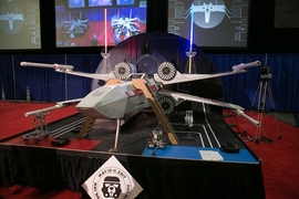 The gameboard for the 2017 MIT Mechanical Engineering 2.007 Student Design Robot Competition took the form of an X-wing Starfighter.
