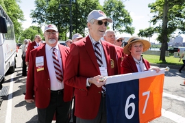 Members of MIT’s class of 1967 wore the traditional red blazers that mark the 50th anniversary of an MIT graduation.
