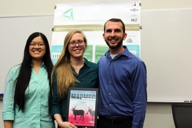 Members of the winning team, ecoTrio, from this year’s MADMEC competition. From left to right are Margaret Lee, Sara Sheffels, and Ty Christoff-Tempesta. 