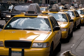 row of yellow taxis