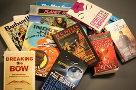 An assortment of books from the MITSFS Library.