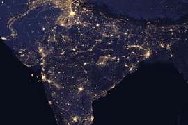Satellite shot of India at night