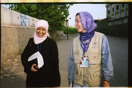 Christia works on an electoral observation mission in Aden, Yemen, in September 2006.
