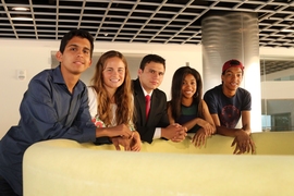 Members of the MathROOTS program at MIT this year (from left): Antonio Monreal, Sofia Dudas, Brent Avery, Kalyn Younger, and Trajan Hammonds.